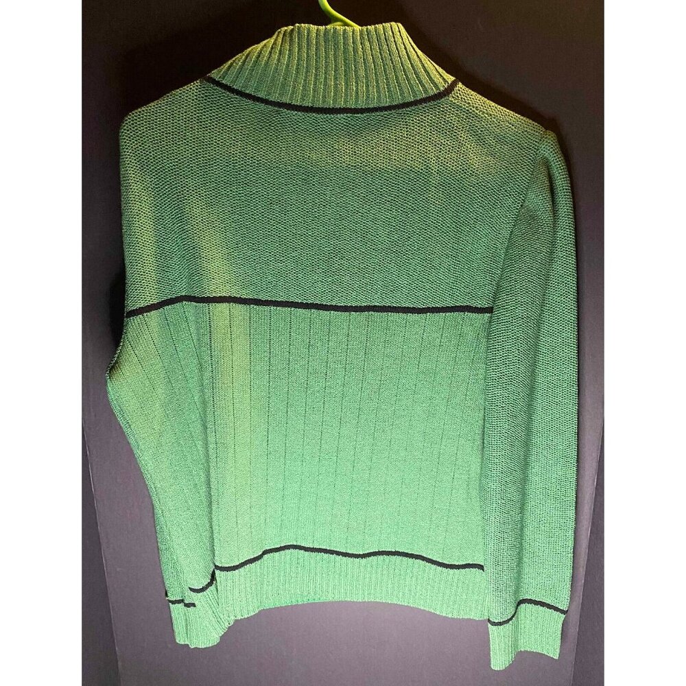 Vtg St John Sport Sweater Marie Gray Green Womens M Turtleneck - Picture 3 of 7